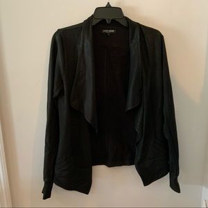 David Lerner black shimmer stretch blazer L